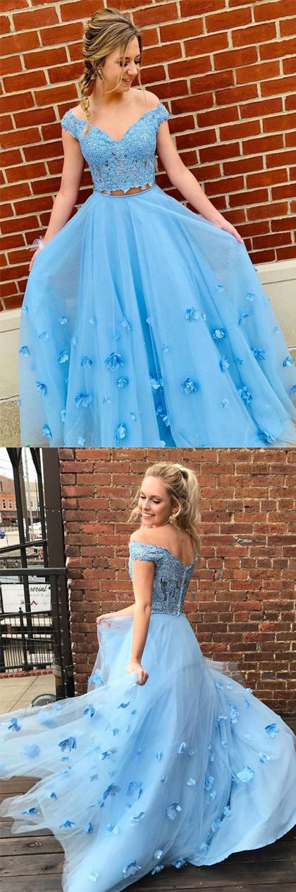 Blue Prom Dresse Long with Appliques cg5142