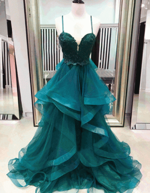 Custom, Green, A-Line, Emerald prom dress cg5160
