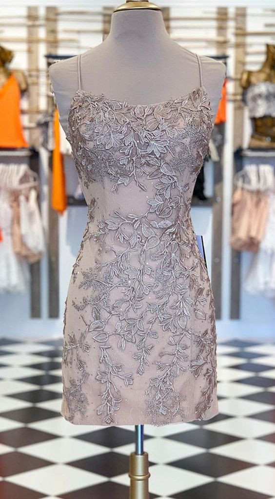 champagne lace short homecoming dresses, cheap homecoming dresses cg5185