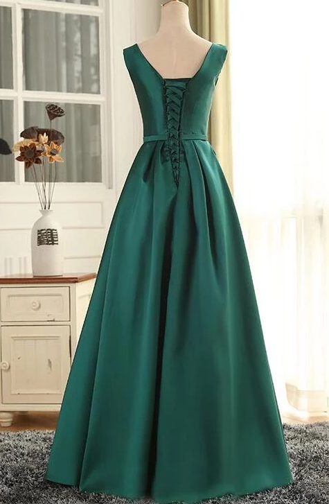Beautiful Green Satin Long Simple Party Dress, Green Prom Dress 2020 cg5207