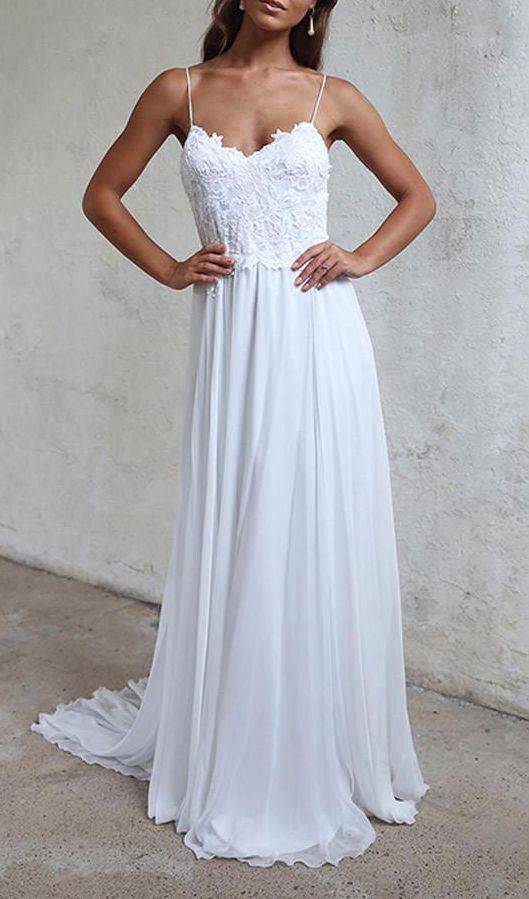 Elegant A-line prom Gowns,Straps White Bridal Dresses cg5278