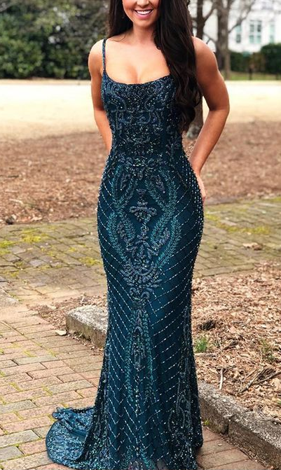 gorgeous lace square beading mermaid evening prom dress  cg5341