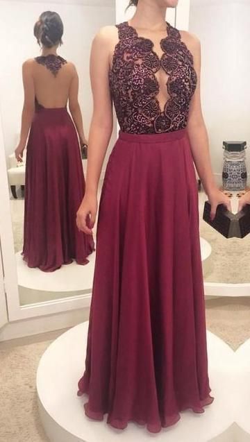 Charming Burgundy See Though Evening Dress, Floor Length Long Prom Dresses, Women Dress cg5373