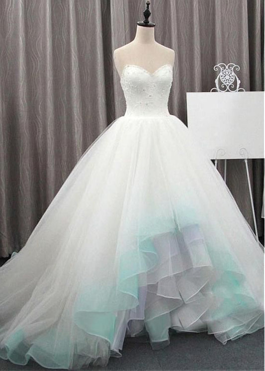 Magbridal Fashionable Tulle & Organza Sweetheart Neckline Ball Gown prom Wedding Dresses With Beadings & 3D Flowers cg5452