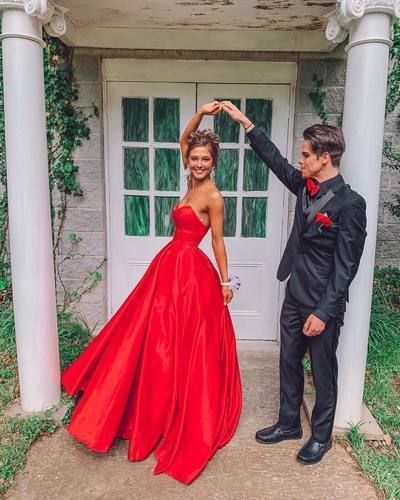 Fashion Sweetheart neck Red Floor-Length Satin Prom Dress,Red Wedding Party Gowns  cg5526