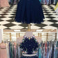 Sexy Two Pieces Navy Blue Short Homecoming Dresses With Halter Neckline,Affordable Homecoming Dresses cg590
