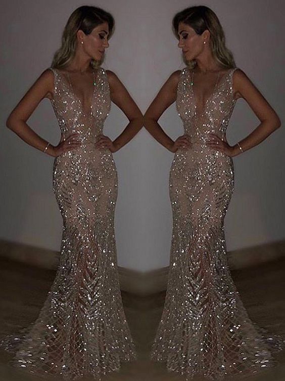 Blingbling Sequined Mermaid Evening prom Dress  cg6050