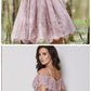 A-Line Purple Lace Homecoming Dress with Ruffles cg657