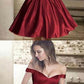 A-Line Off Shoulder Burgundy Homecoming Dresses With Beading cg668