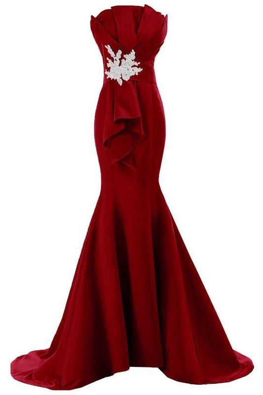 Burgundy Evening Dress Simply Mermaid prom dress cg6796