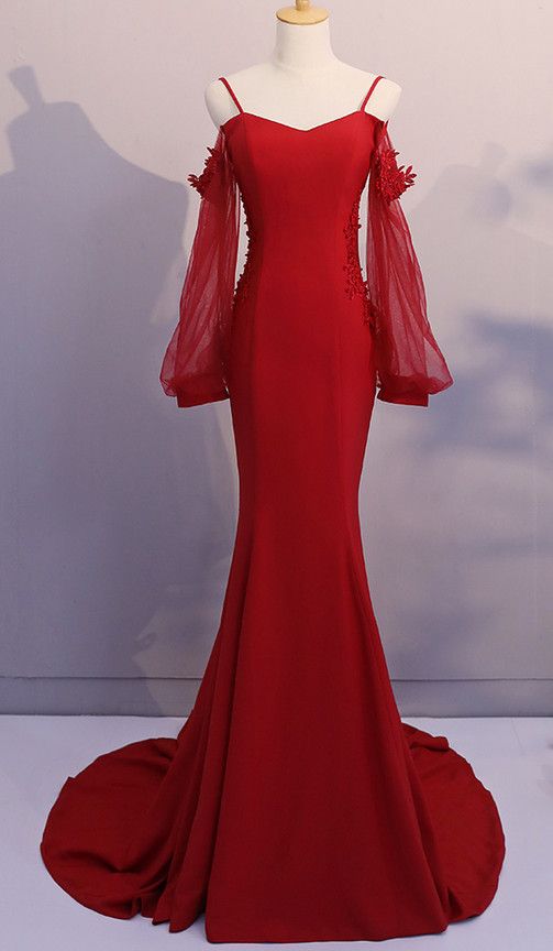 Red Spandex Mermaid Long Prom Dress 2020, Red Formal Gowns, Red Formal Dresses  cg6907