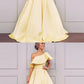 Simple one shoulder yellow long prom dress 2019 cg695
