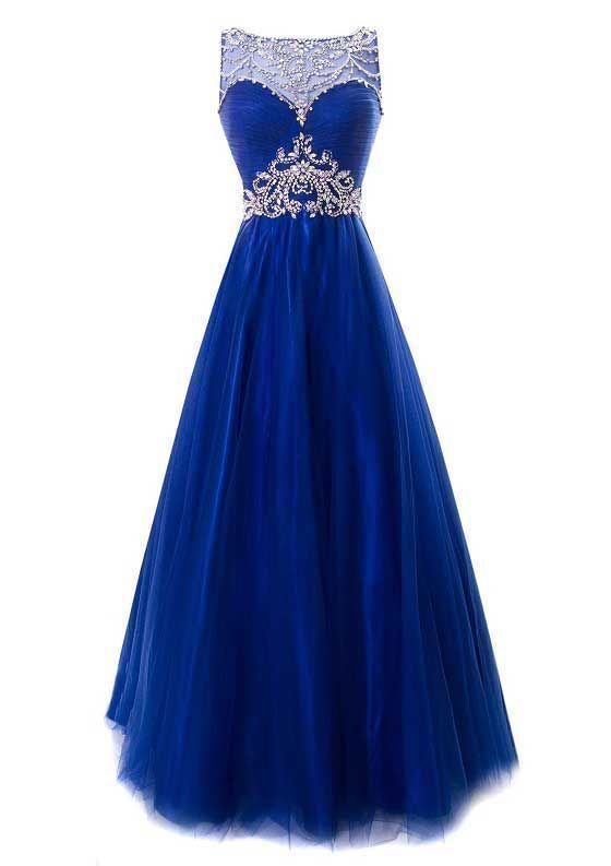 Long Prom Dress,Royal Blue Prom Dresses,Tulle Evening Dresses,Formal Evening Gown  cg6962