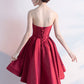 Cute burgundy sweetheart neck short dress, homecoming dress cg724