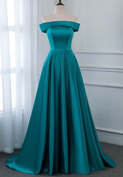 Turquoise Satin Strapless Long Bridesmaid Dress, Prom Dress  cg7554