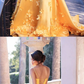 Yellow satin long prom dress yellow evening dress  cg7825