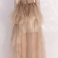 CHAMPAGNE TULLE LONG PROM DRESS TULLE FORMAL DRESS  cg7830