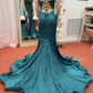 Mermaid satin lace long prom dress formal dress  cg7857