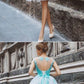A-Line Illusion Cap Sleeves Keyhole Back Lace Up White Tulle Homecoming Dress with Green Appliques cg790
