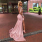 Sheath Pink Elastic Satin Long Sleeves Stretchy Prom Dress  cg7900