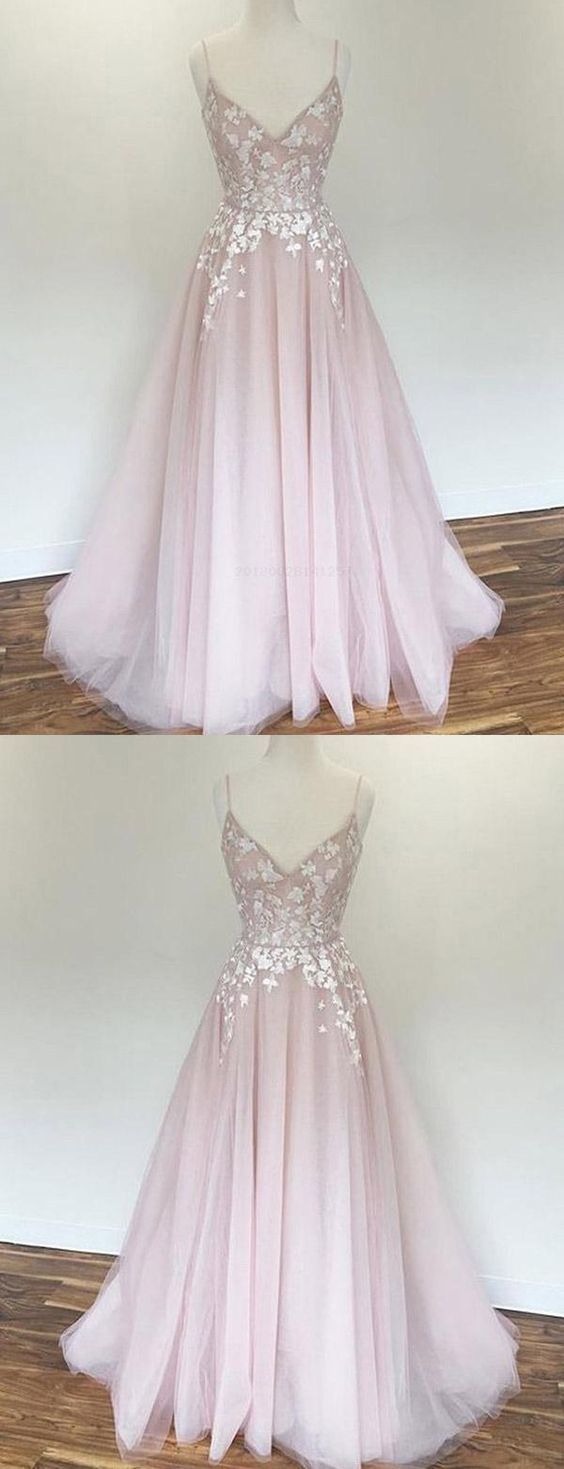 Long Prom Dresses, Prom Dresses Pink, Appliques Prom Dresses cg792