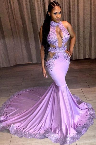 Modest Halter Lace Mermaid Prom Dress  cg7968