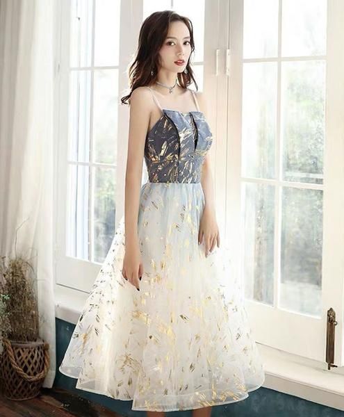Blue tulle lace short prom dress blue tulle cocktail dress  cg7971
