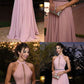 Generous Pink Prom Dress, Round Neck Long Party Dress, Chiffon Evening Dress cg798