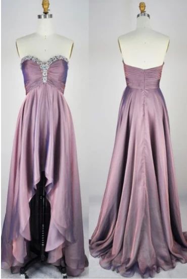 Custom Made Purple Sequin Embellished Sweetheart Neckline Ruched High Low Prom Dress  cg8002