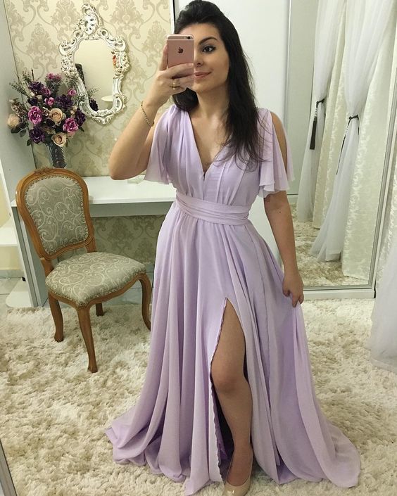 Sexy V Neck Prom Dress,Chiffon Evening Dress  cg8072