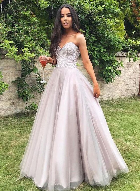 Sweetheart neck Tulle Beading Long Prom Dress, Sexy Evening Gown  cg8112