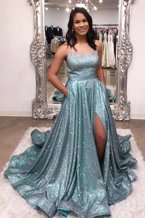 Shinning Prom Dress with Slit, Evening Dress, Special Occasion Dress, Formal Dress, Graduation School Party Gown  cg8266