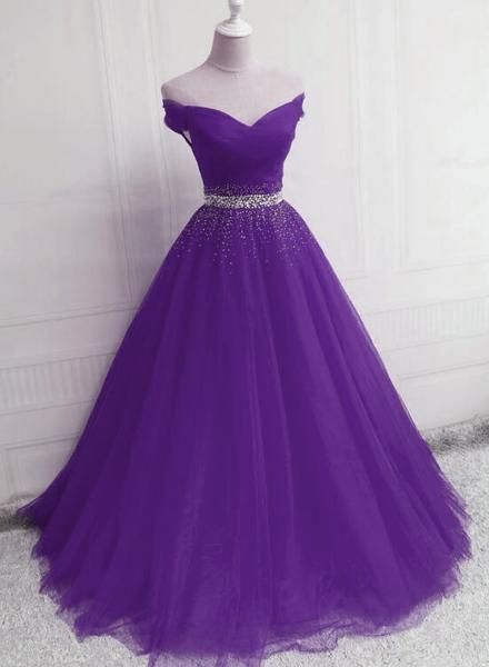 Beautiful Purple Tulle Party Dress, Long Prom Dress 2020  cg8312