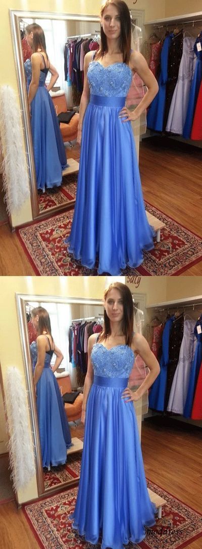 Charming A Line Blue Prom Dress, Sexy Appliques Long Dress  cg8391
