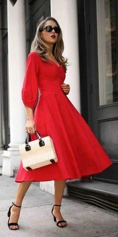 Red V Neck Midi Prom Dress , Charming Prom Dress  cg8545