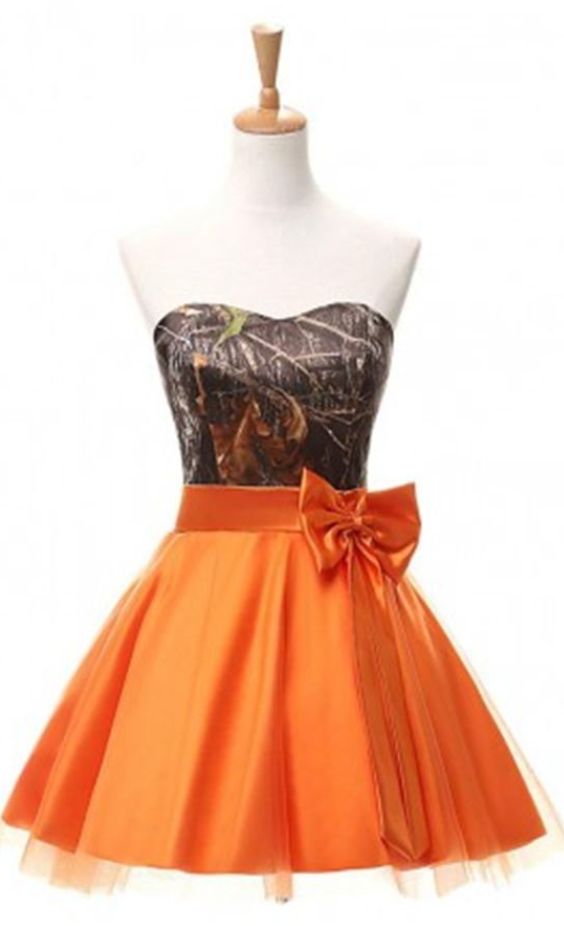 Homecoming Dresses,Camo Short Party Dress,Orange Dresses  cg8822