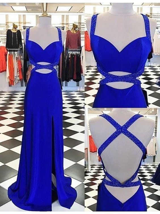 royal blue prom dresses long, criss cross prom dresses  cg8881