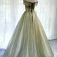 Light Green Tulle Scoop Long Party prom Gown, Green Bridesmaid Dress  cg9506