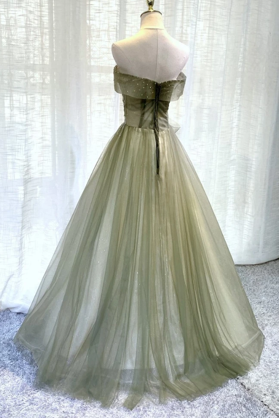 Light Green Tulle Scoop Long Party prom Gown, Green Bridesmaid Dress  cg9506