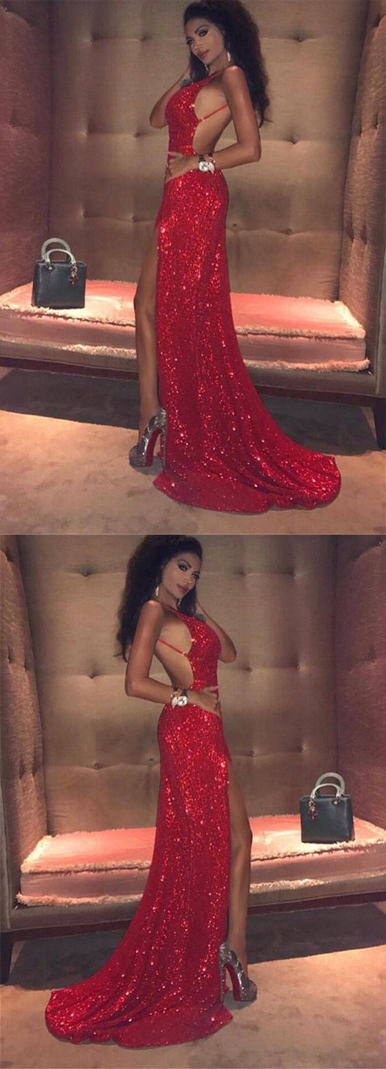 red prom dress,sequin prom dress,open back prom dress,sequin evening gowns,sequin bridesmaid dresses cg990