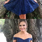 Off Shoulder Royal Blue Sequin Lace Homecoming Dresses cg998